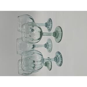 Set of 5 Hand-blown Mexican Glass Goblets